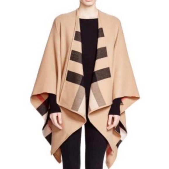 BURBERRY check reversible poncho cape wrap - Picture 3 of 3